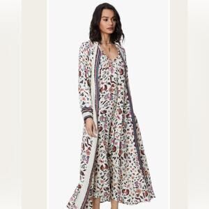 Natalie Martin Floral Long Sleeve Dress - Cream and Multicolor